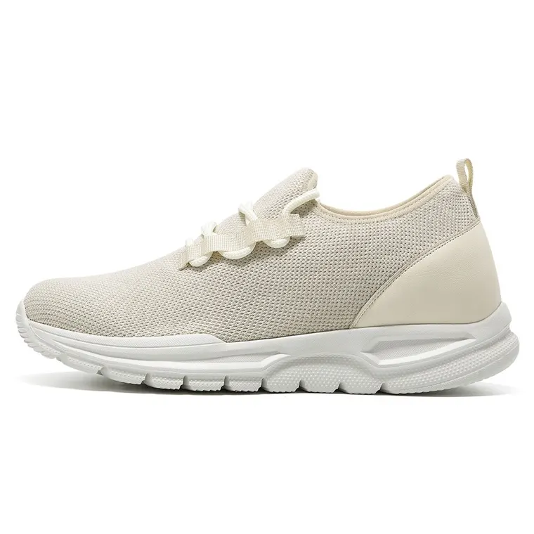 Men's Invisible Height Increase Shoes - Apricot Mesh Slip-On Casual Sneakers 7CM / 2.76 Inches