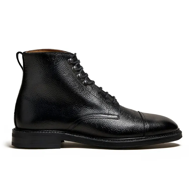 Elevator Boots For Men - Black Leather Lace-up Boots that add Height 7 CM / 2.76 Inches