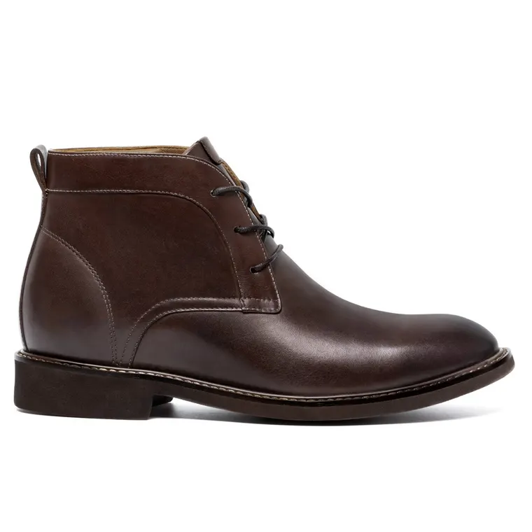 Men's Elevator Boots - Brown Leather High Heel Dress Boots 7CM / 2.76 Inches