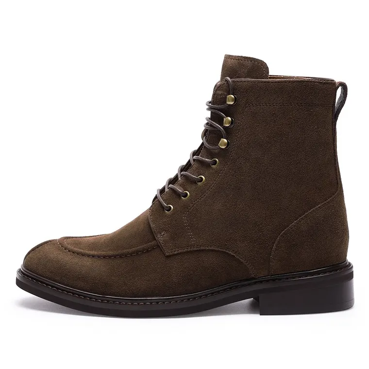 Height Increasing Boots - Dark Brown Suede Boots that Make Men Look Taller 7CM / 2.76 Inches