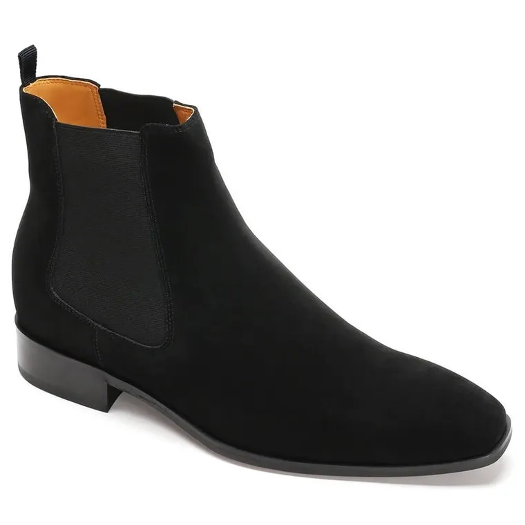 CHAMARIPA men's elevator shoes tall men shoes black suede boots 7CM / 2.76Inches