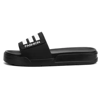 CHAMARIPA men's platform slippers height increasing slippers black non slip indoor outdoor sandals 4CM / 1.57 Inches taller