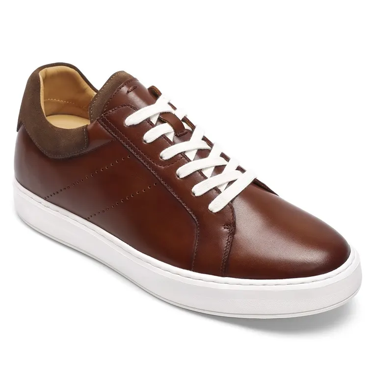 height increasing shoes for men - brown leather sneakers that make you look taller 7CM / 2.76 Inches