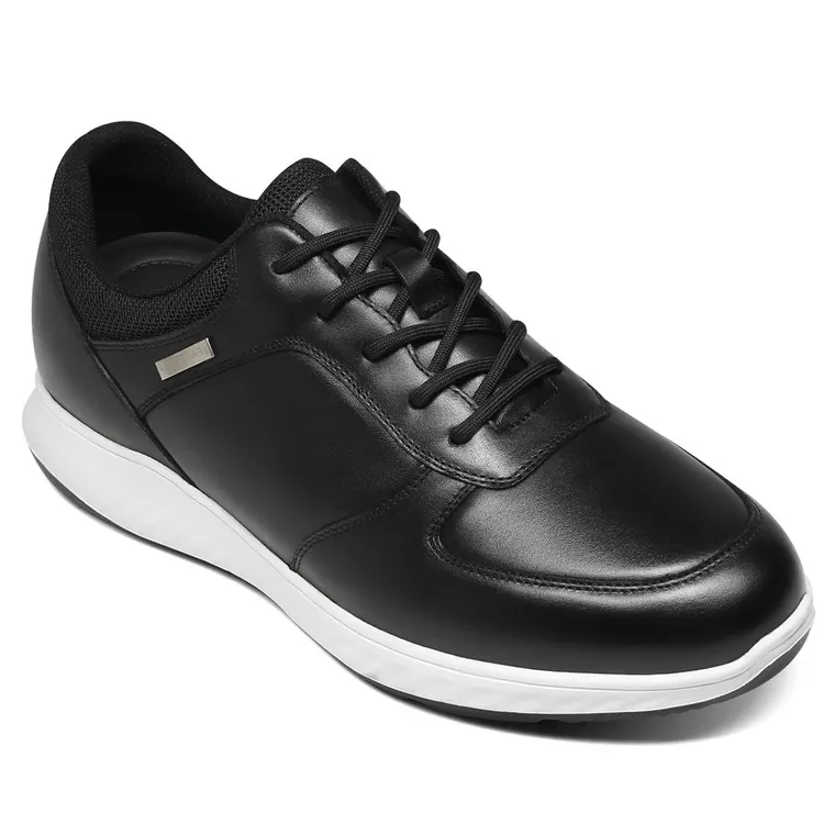 tall men shoes sneakers - casual men's leather black height increasing sneakers 2.36 inches/ 6cm