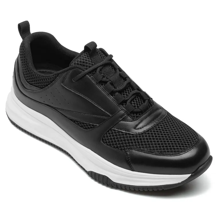 height increase sports shoes - breathable men's black sneakers that make you taller 7CM / 2.76 Inches