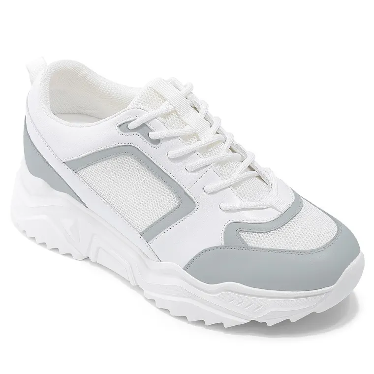 custom elevator sneakers - men's casual white sneakers to increase height 8 CM / 3.15 inches