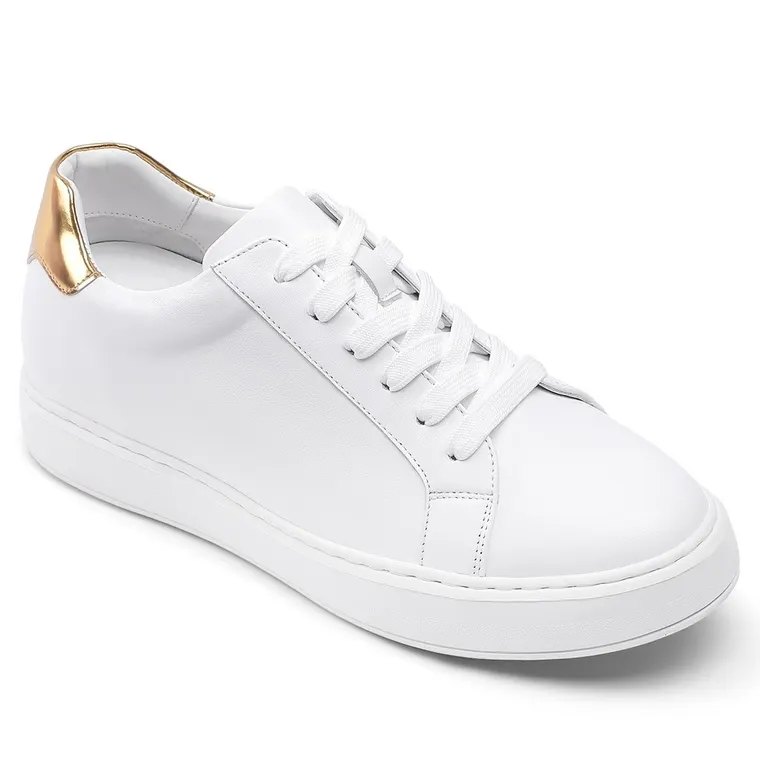 mens shoes with height - mens elevator shoes - White leather casual tall men shoes 7 CM / 2.76 Inches