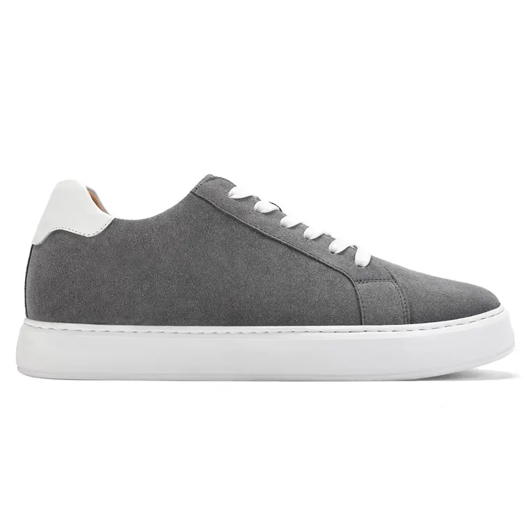 Men's Shoes With Higher Heels - Dark Gray Suede Daily Casual Shoes 7CM / 2.76 Inches