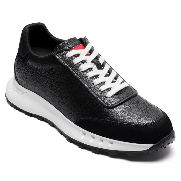 Men's Height Increasing Shoes for Men | Black Leather Casual Elevator Sneakers 8CM / 3.15 Inches
