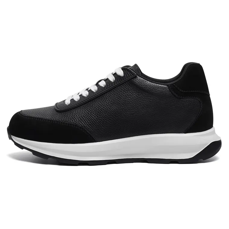 Sneakers With Height For Men | Black leather Trainers 8 CM / 3.15 Inches