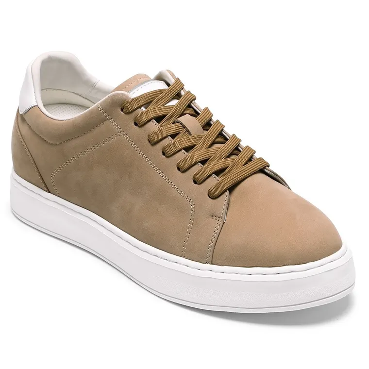 Men's Beige Elevator Shoes– Stylish Sneakers That Make You Taller 7CM / 2.76 Inches