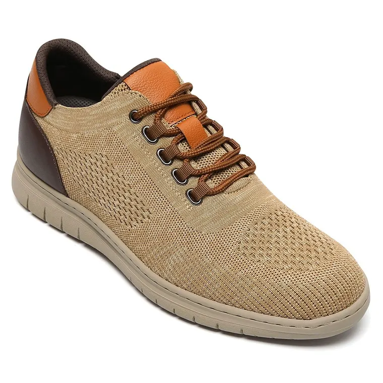 Best Elevator Shoes For Men - Khaki Knit Casual Shoes 6CM / 2.36 Inches
