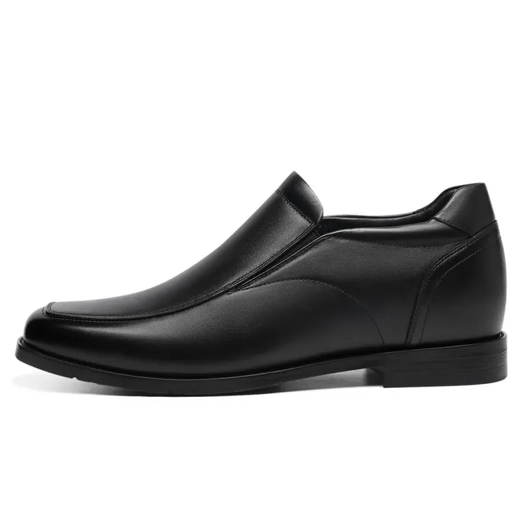 Slip-On Height Increasing Shoes For Men - Black Calfskin Men's Dress Shoes That Make You Taller 2.76 Inches / 7 CM