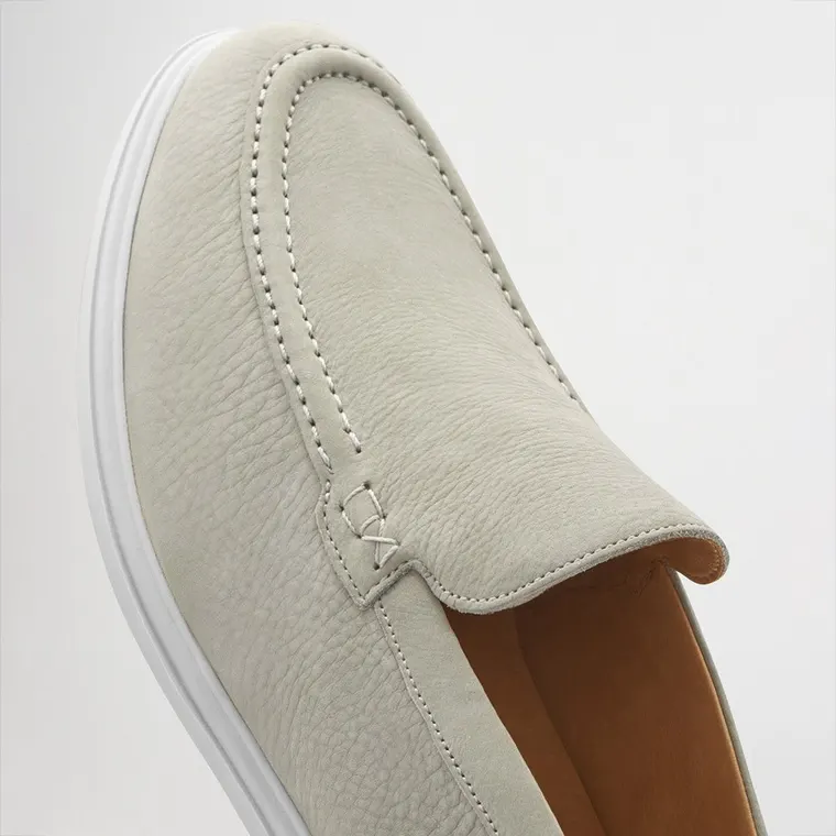men's height increase for shoes | Pearl Grey Nubuck Loafer 5 CM / 1.95 Inches