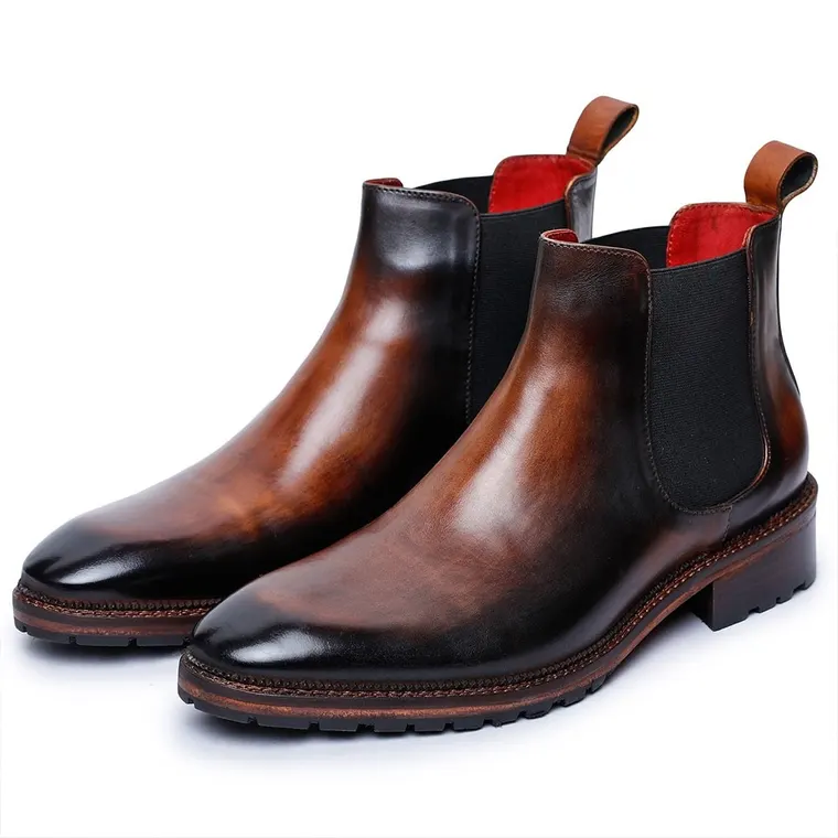 CHAMARIPA elevator boots - tall men boots - brown men's Chelsea boots to add height -7 CM / 2.76 inches taller