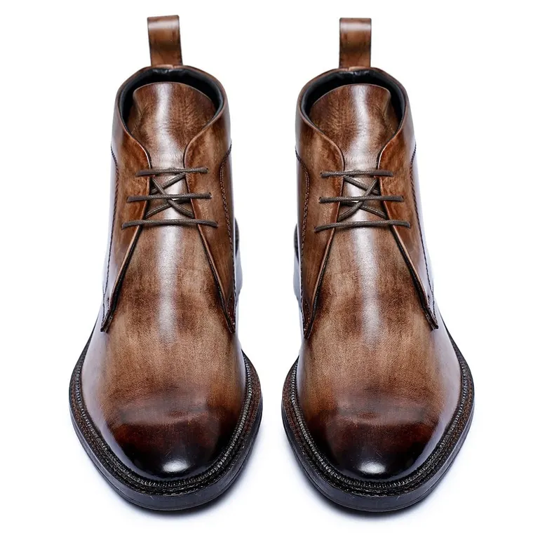 CHAMARIPA elevated boots for men - classic height increasing chukka boots wooden - 7CM / 2.76 inches taller