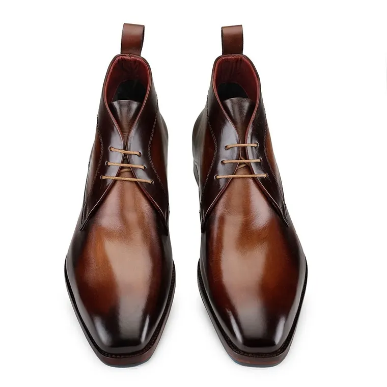CHAMARIPA elevator boots for men - classic chukka boots - brown - 7CM / 2.76 inches taller
