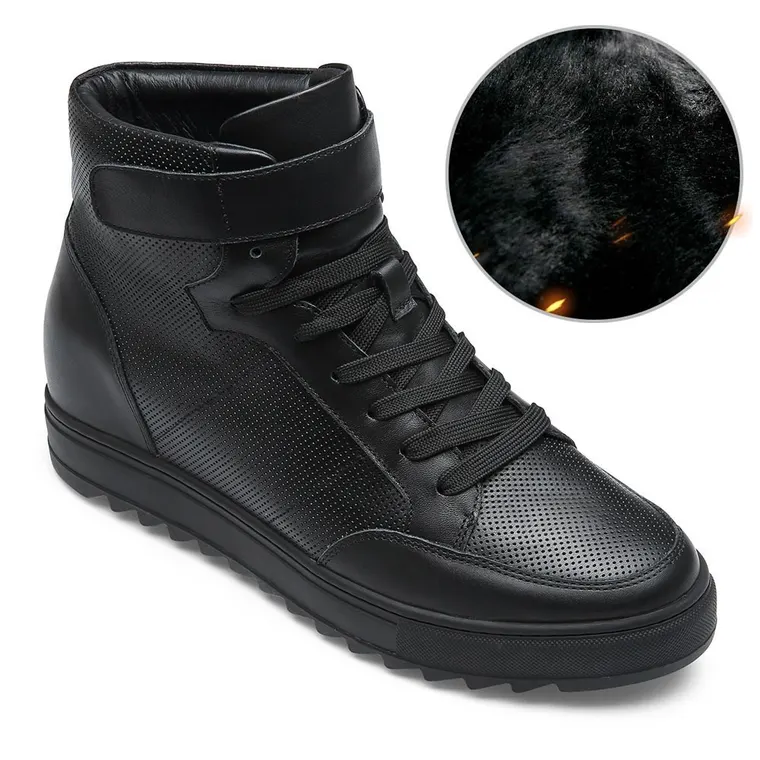 CHAMARIPA height increasing sneakers - Velvet Warm Winter Shoes - black - 7 CM / 2.76 inches taller