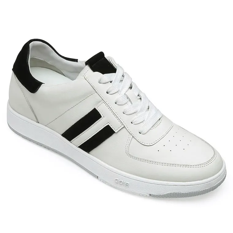 CHAMARIPA men's elevator sneakers height increasing shoes white leather sneakers for men 6CM / 2.36 Inches taller