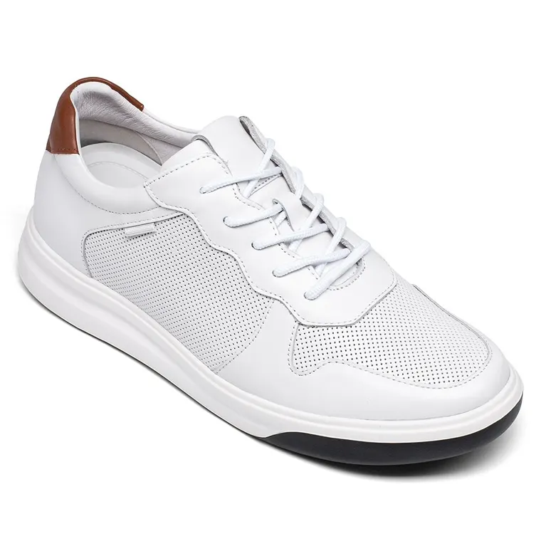 men's elevator sneaker shoes - white leather height incrasing sneakers 6cm / 2.36 Inches taller