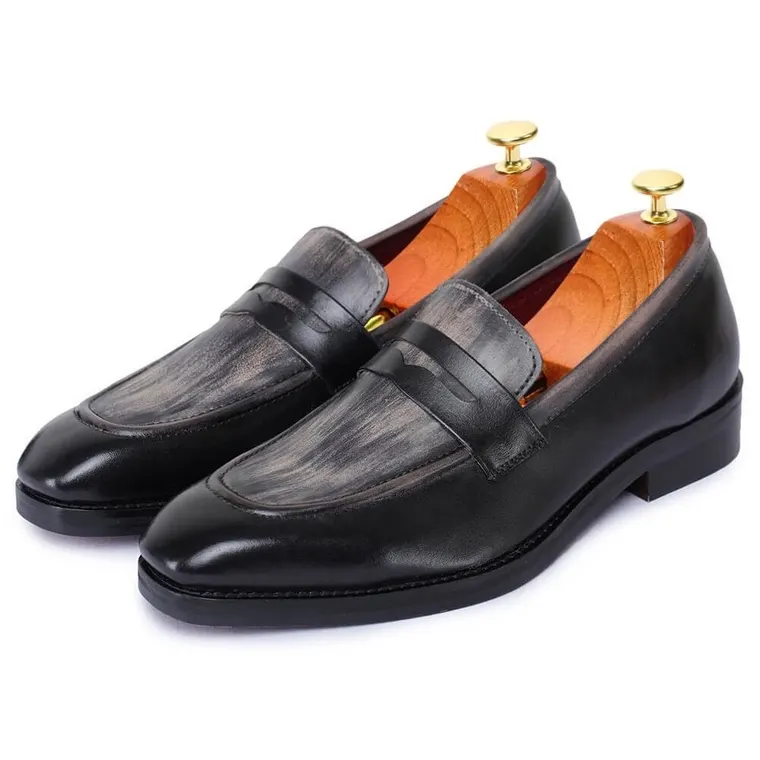 CHAMARIPA height increasing shoes for men - handcrafted penny loafers - black - 7CM / 2.76 inches taller
