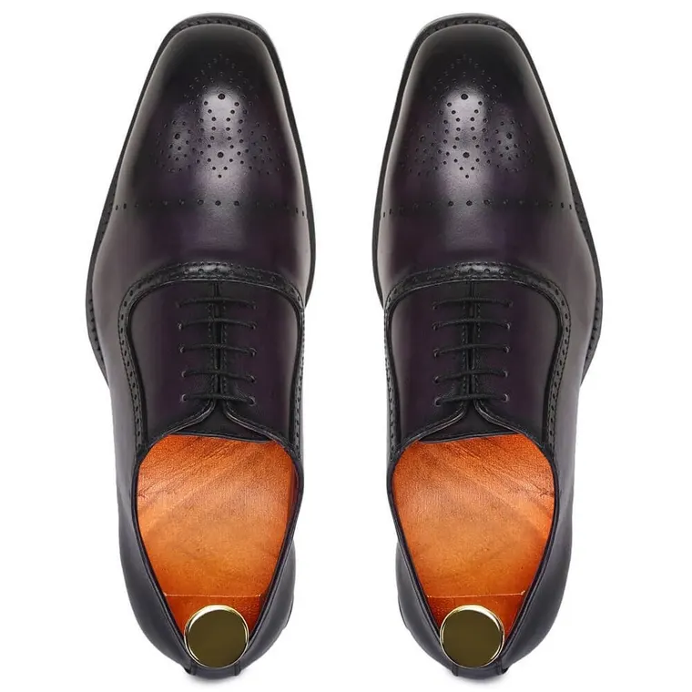 CHAMARIPA formal taller shoes - handcrafted medallion toe oxford - purple - 7 CM / 2.76 inches taller