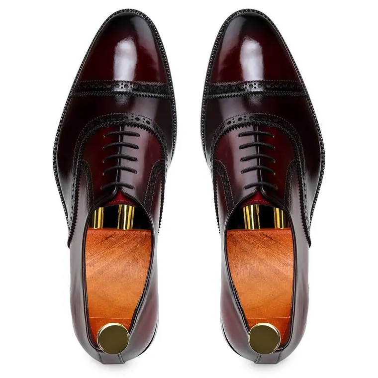 CHAMARIPA men's dress shoes that add height - handcrafted classic cap toe oxford wine red - 7 CM / 2.76 inches taller