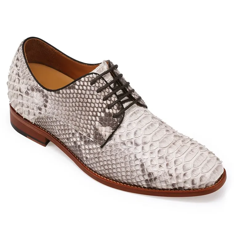 CHAMARIPA elevator shoes men's height increasing shoes gray handmade python leather dress shoes 7CM/2.76 Inches