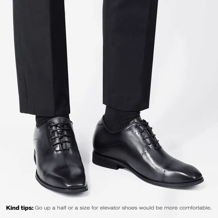 CHAMARIPA dress elevator shoes for men extra heightening shoes men black leather oxfords 7CM/2.76 inches taller