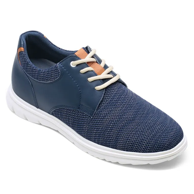 men's taller shoes navy mesh casual height increasing shoes for men 7CM / 2.76 Inches taller