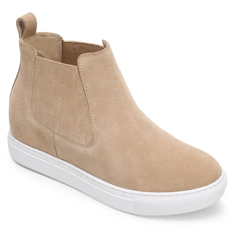 women's hidden wedge sneakers boots &amp; custom shoes beige 7CM / 2.76 Inches