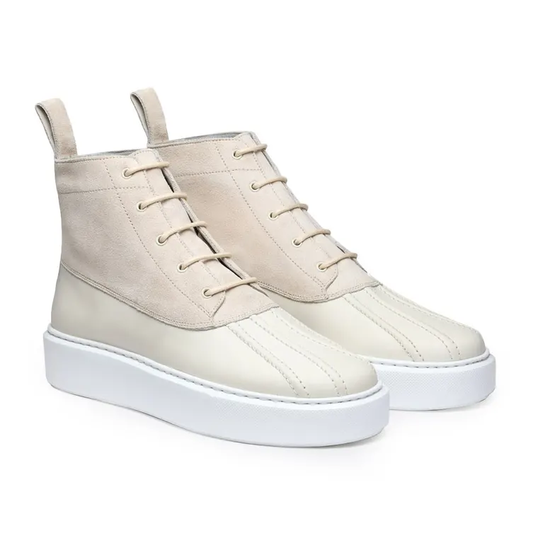 Chamaripa-women high top wedge &amp; suede chunky sneaker boots- 7CM / 2.76 Inches taller-beige