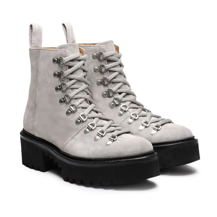 Chamarip-women suede platform wedge boots-8CM / 3.15 Inches taller-grey