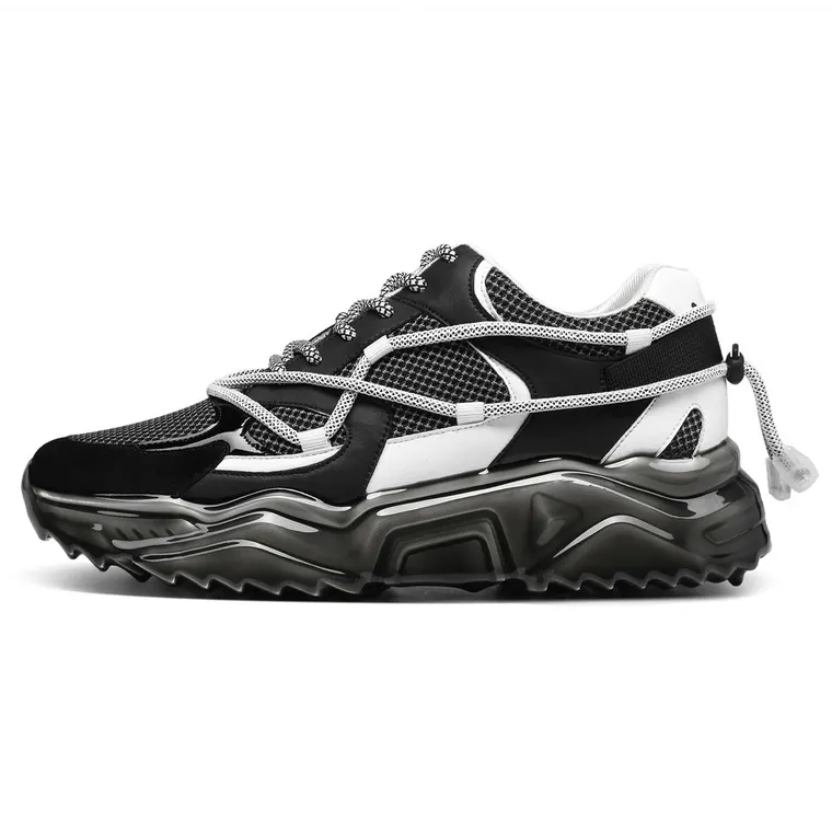 height increasing shoes sneakers - handcrafted black breathable men's casual sneakers 2.76 inches / 7cm
