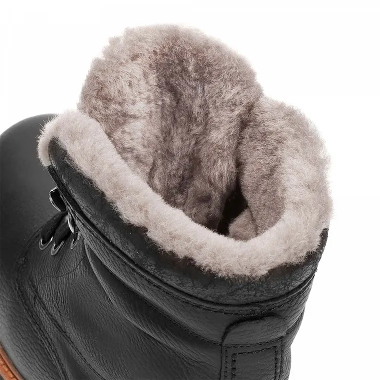 tall men shoes - men's fur lined boots - black winter warm hidden heel boots 7CM / 2.76 Inches