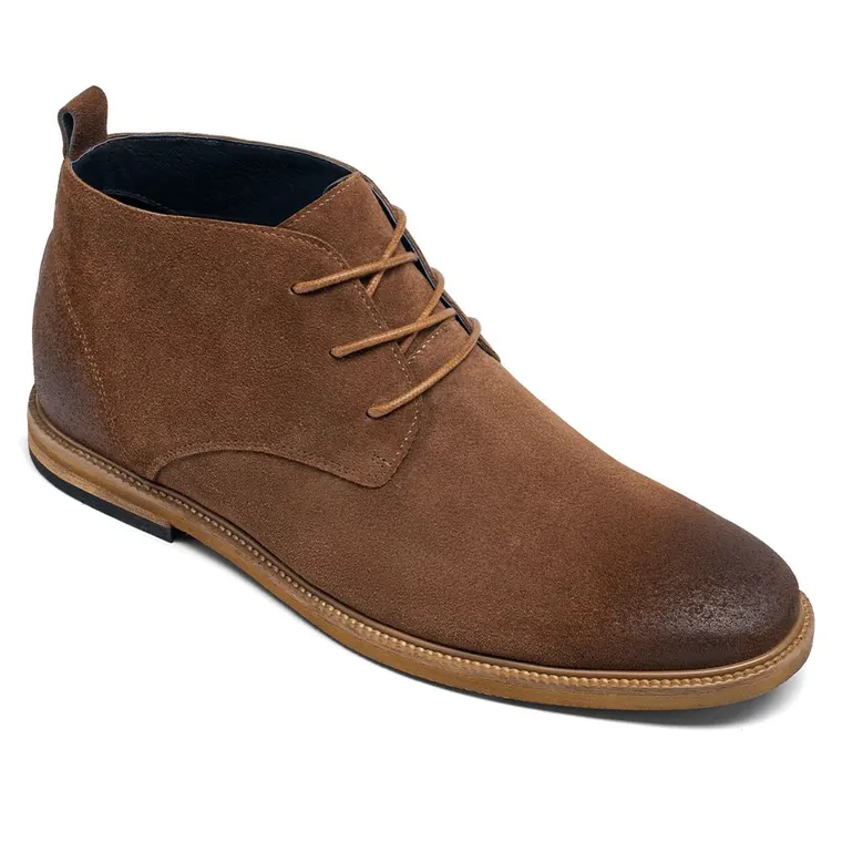 height increasing boots - raised heel shoes - brown suede leather ankle boots 6 CM / 2.36 Inches