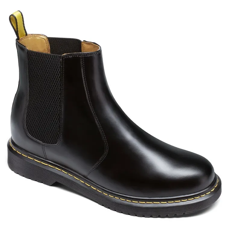 elevator chelsea boots - height increasing chelsea boots - black leather chelsea men's taller boots 7 CM / 2.76 Inches