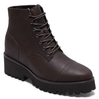 Height Increasing Boots - Hidden High Heel Shoes For Men - Brown Oiled Leather Boots 12cm / 4.72 Inches
