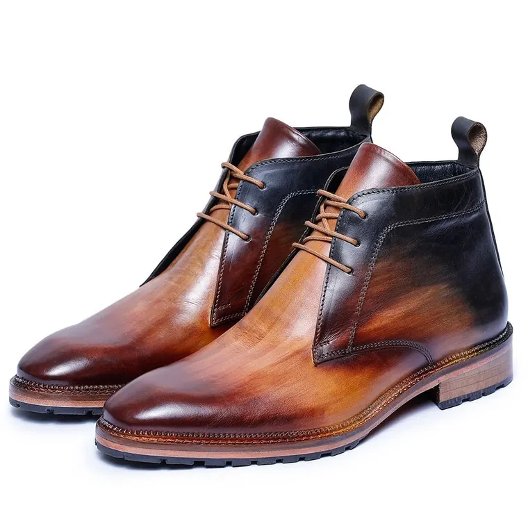 CHAMARIPA elevator boots for men - classic chukka boots - tan - 7CM / 2.76 inches taller