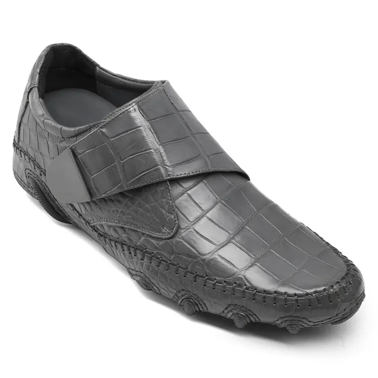 men taller shoes - men's dress shoes that add height - handmade men's luxury crocodile shoes 7CM / 2.76 inches