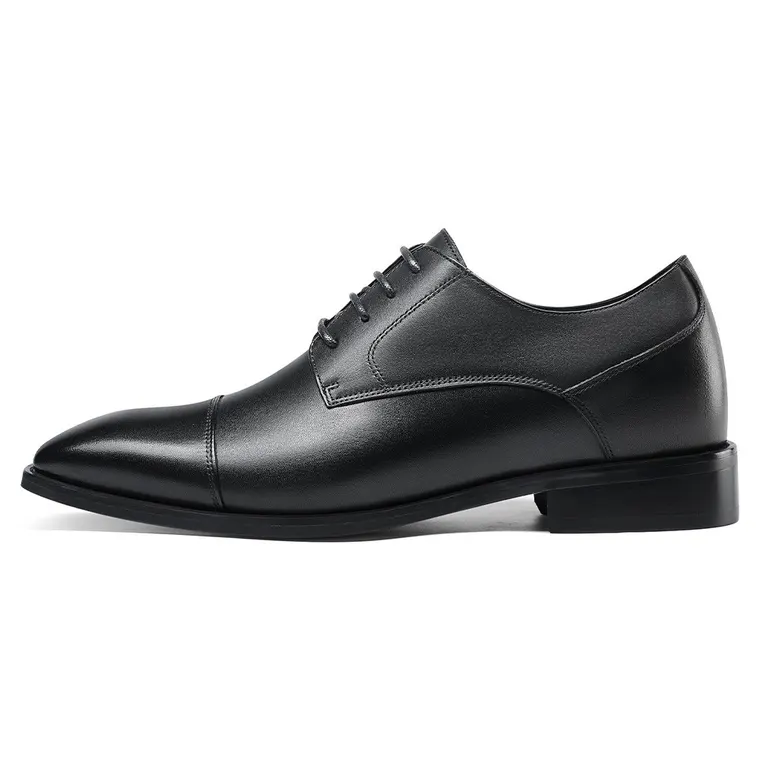 Elevator Dress Shoes - Shoes That Increase Your Height - Black Derby Shoes 7 CM / 2.76 Inches