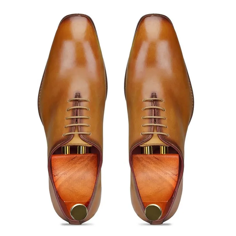 CHAMARIPA height increasing shoes for men - handcrafted wholecut oxford shoes Golden - 7 CM / 2.76 inches taller