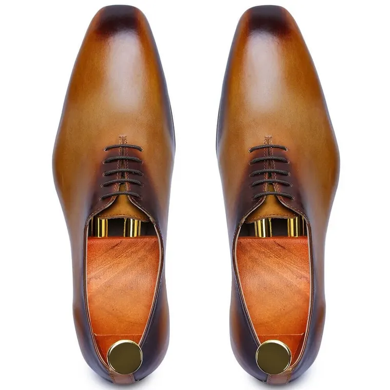 CHAMARIPA wedding elevator shoes for men - handcrafted wholecut oxford - tan - 7 CM / 2.76 inches taller