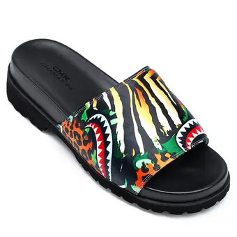 Men's High Heel Sandals for Men - Height Increasing Slides Sandals - Wild Camo Pattern Slides Sandals for Men 6 CM / 2.36 Inches
