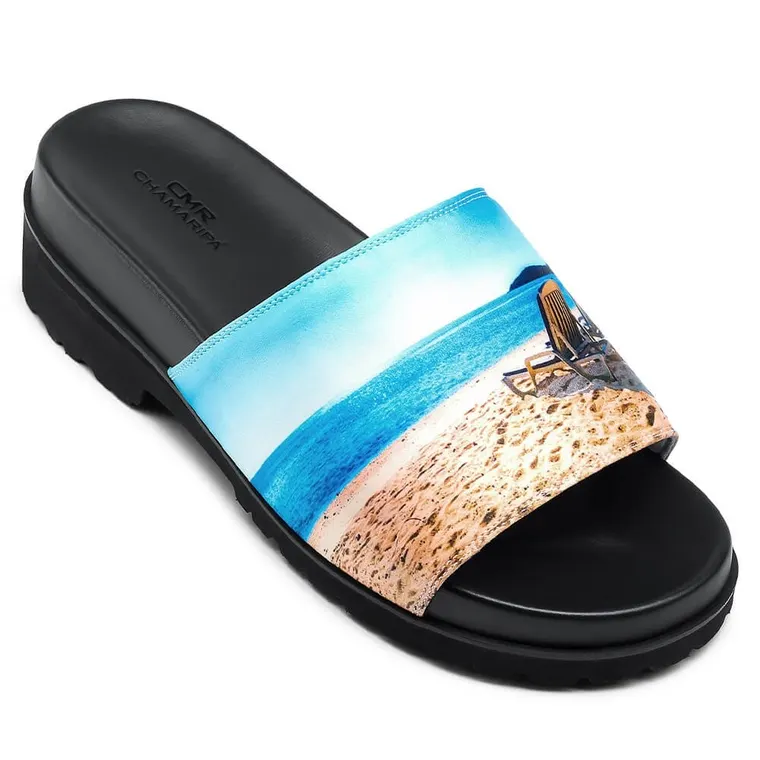 High Heel Sandals for Men - Height Increasing Slippers - Beach Pattern Slippers for Men 6 CM / 2.36 Inches