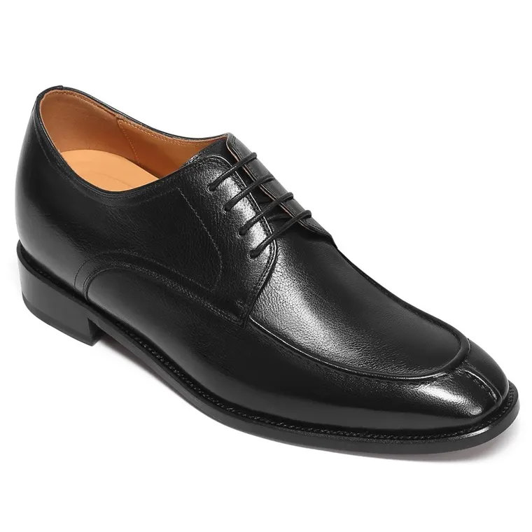 Height Increasing Formal Shoes For Men - Black Leather Derby Shoes 7CM / 2.76 Inches