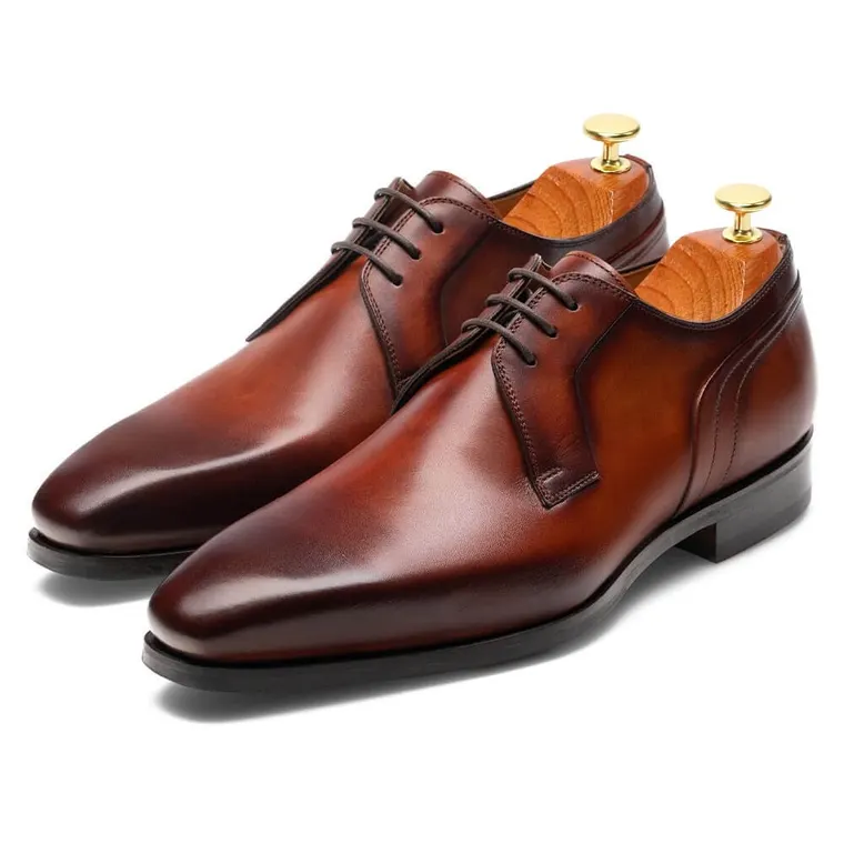hidden high heel shoes - heel elevator for shoes - hand-made customization plain toe derby shoes 7 CM / 2.76 Inches