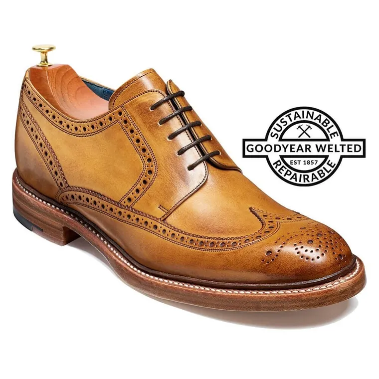 goodyear welted height increasing dress shoes - raised heel shoes - brown hand painted wingtip brogue shoe 7 CM / 2.76 Inches