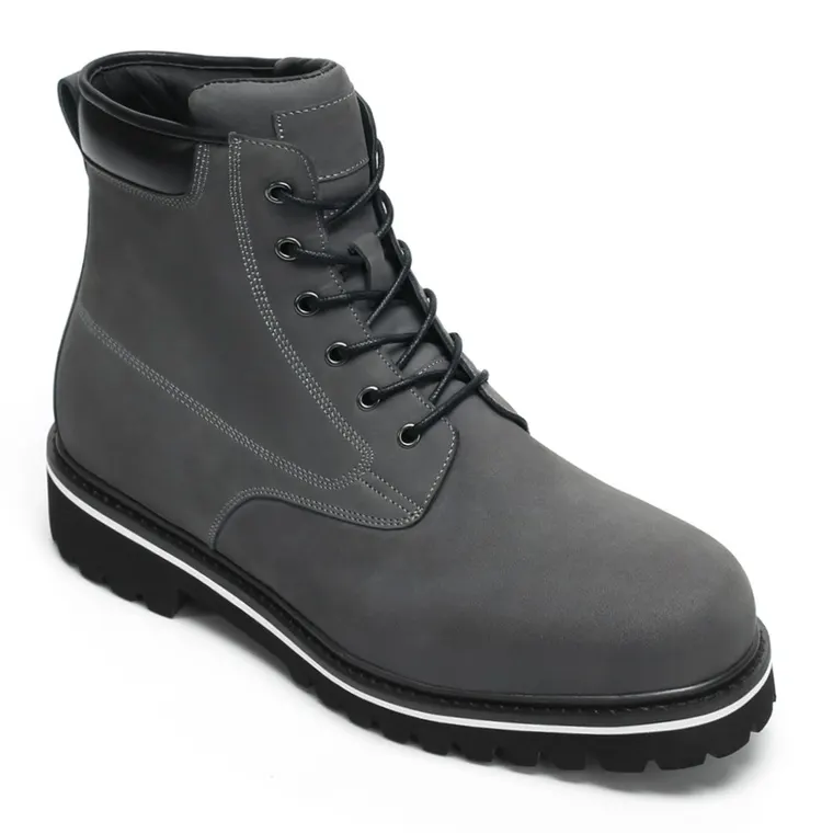 motorcycle height increasing boots - Handcrafted premium black outdoor men's motorcycle boots 7cm / 2.76 Inches