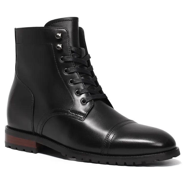 men's hidden high heel shoes boots - handcrafted luxury customize black men's boots 7CM / 2.76 Inches